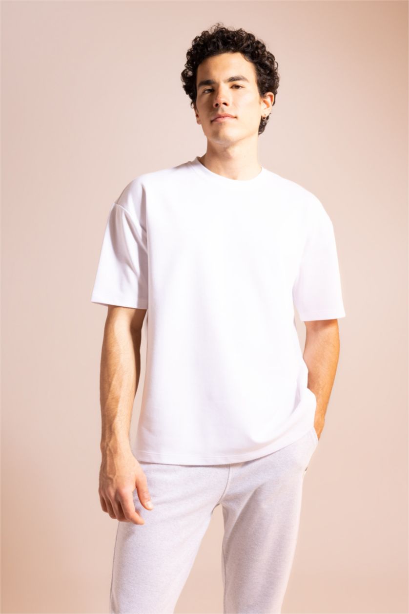 رجالي أبيض Oversize Fit Short Sleeve T-Shirt