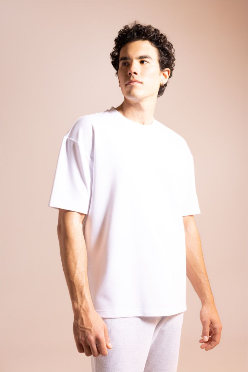 رجالي أبيض Oversize Fit Short Sleeve T-Shirt