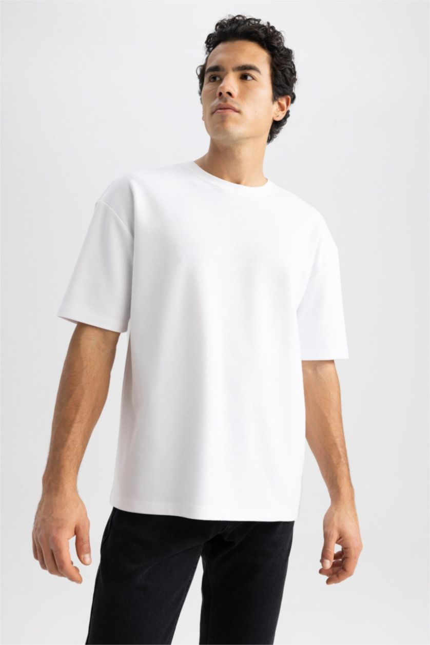 رجالي أبيض Oversize Fit Short Sleeve T-Shirt
