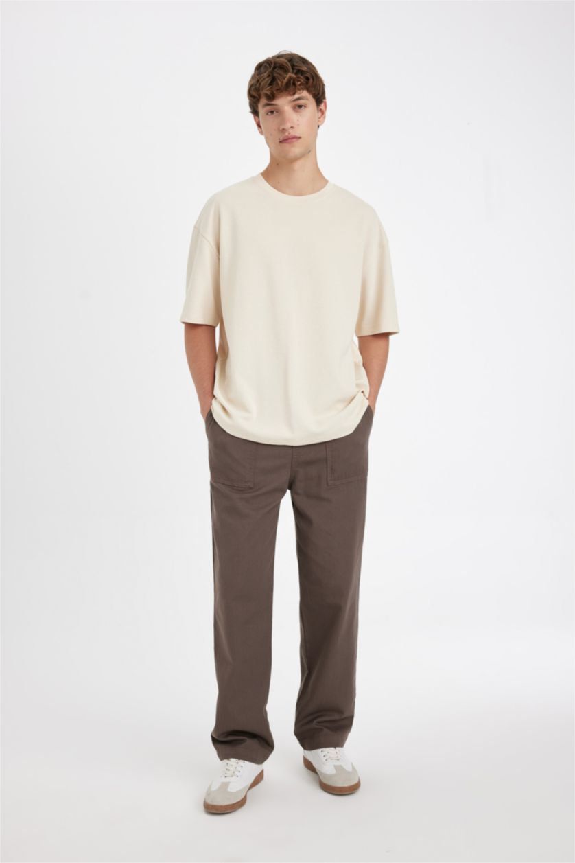 Man Sand Oversize Fit Crew Neck Heavy Fabric Basic T-Shirt