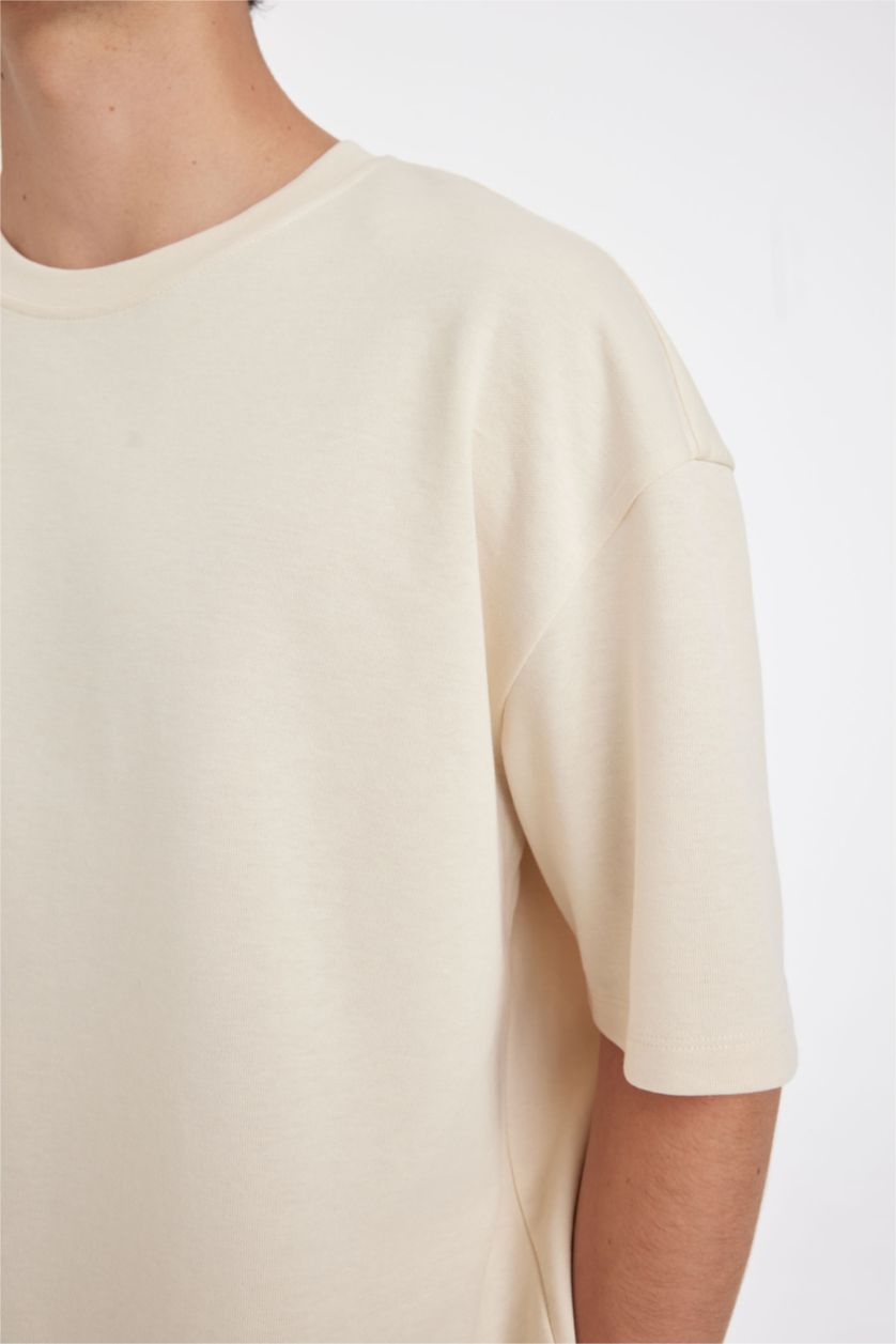 Man Sand Oversize Fit Crew Neck Heavy Fabric Basic T-Shirt
