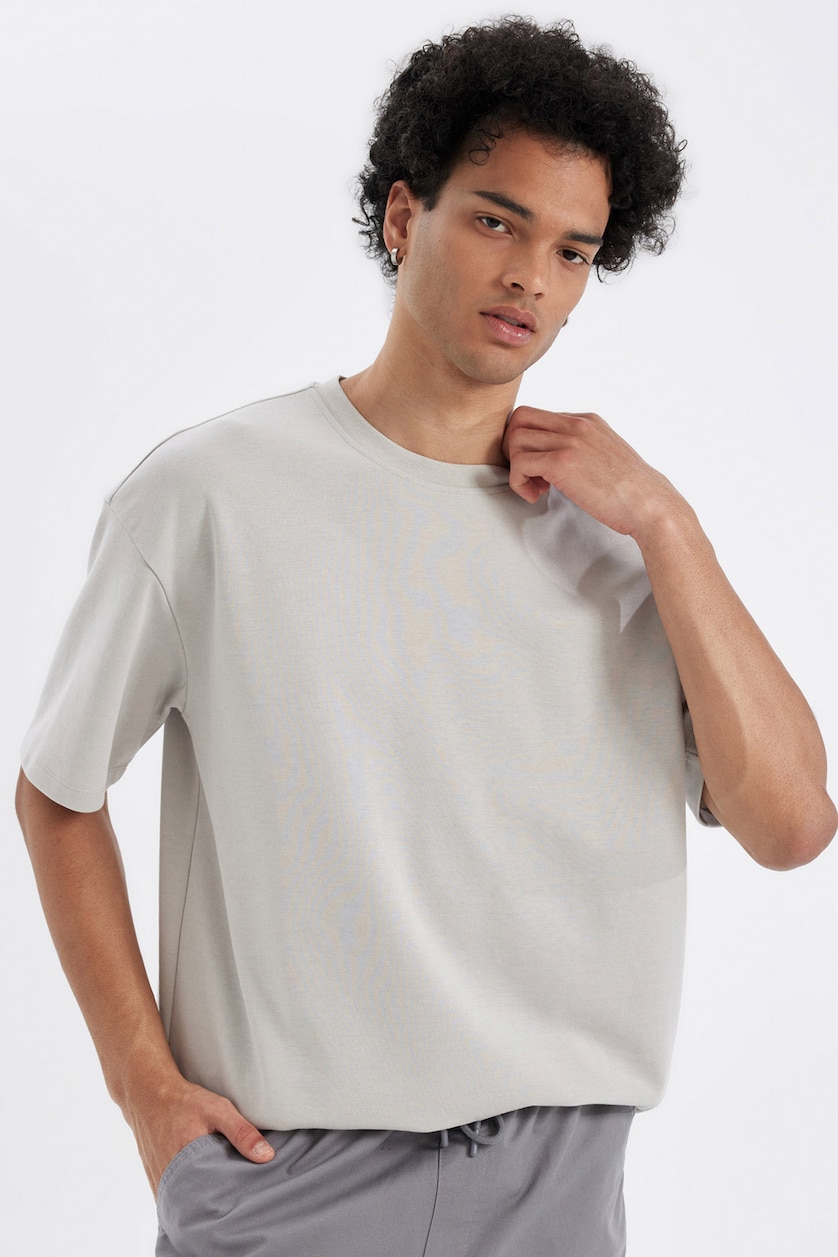 رجال رمادي فاتح Oversize Fit Short Sleeve T-Shirt
