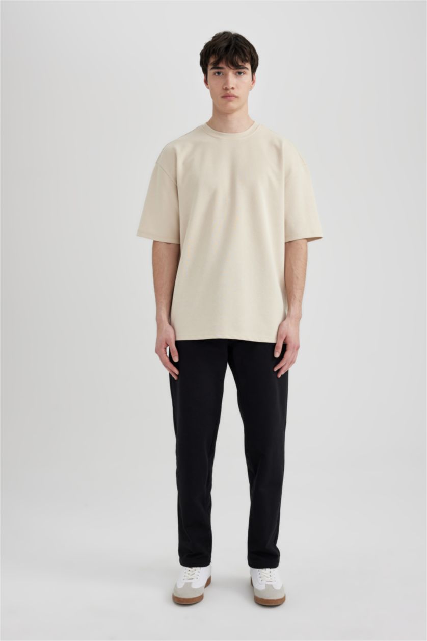 رجالي بيج Oversize Fit Short Sleeve T-Shirt