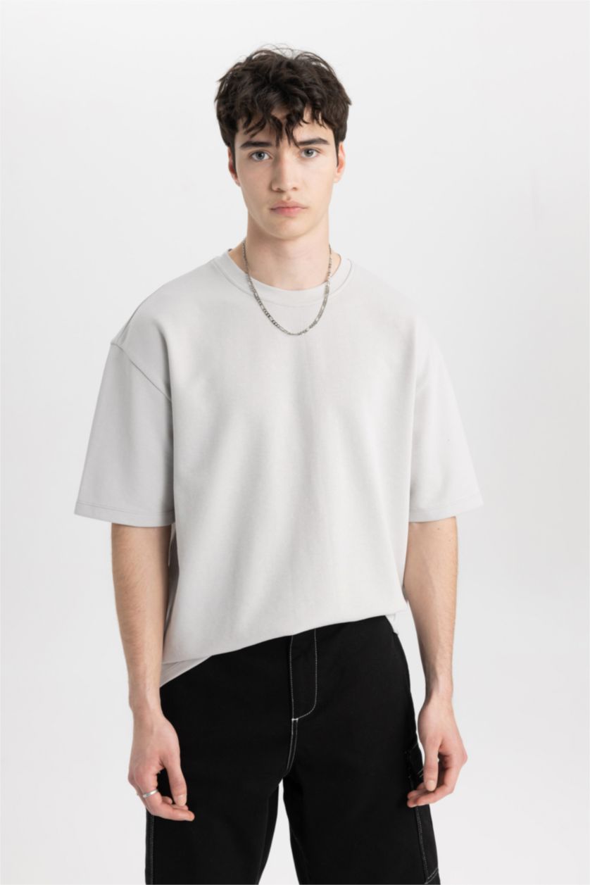 MAN Light Grey Oversize Fit Short Sleeve T-Shirt
