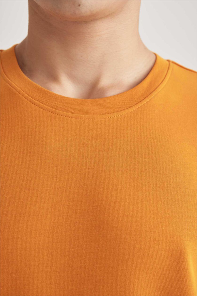 MAN Orange Oversize Fit Crew Neck Basic Heavy Fabric T-Shirt