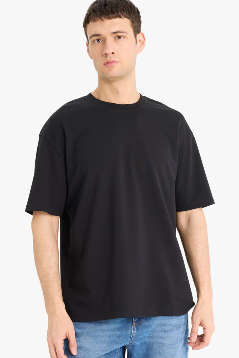 MAN Black Oversize Crew Neck Short Sleeve T-Shirt