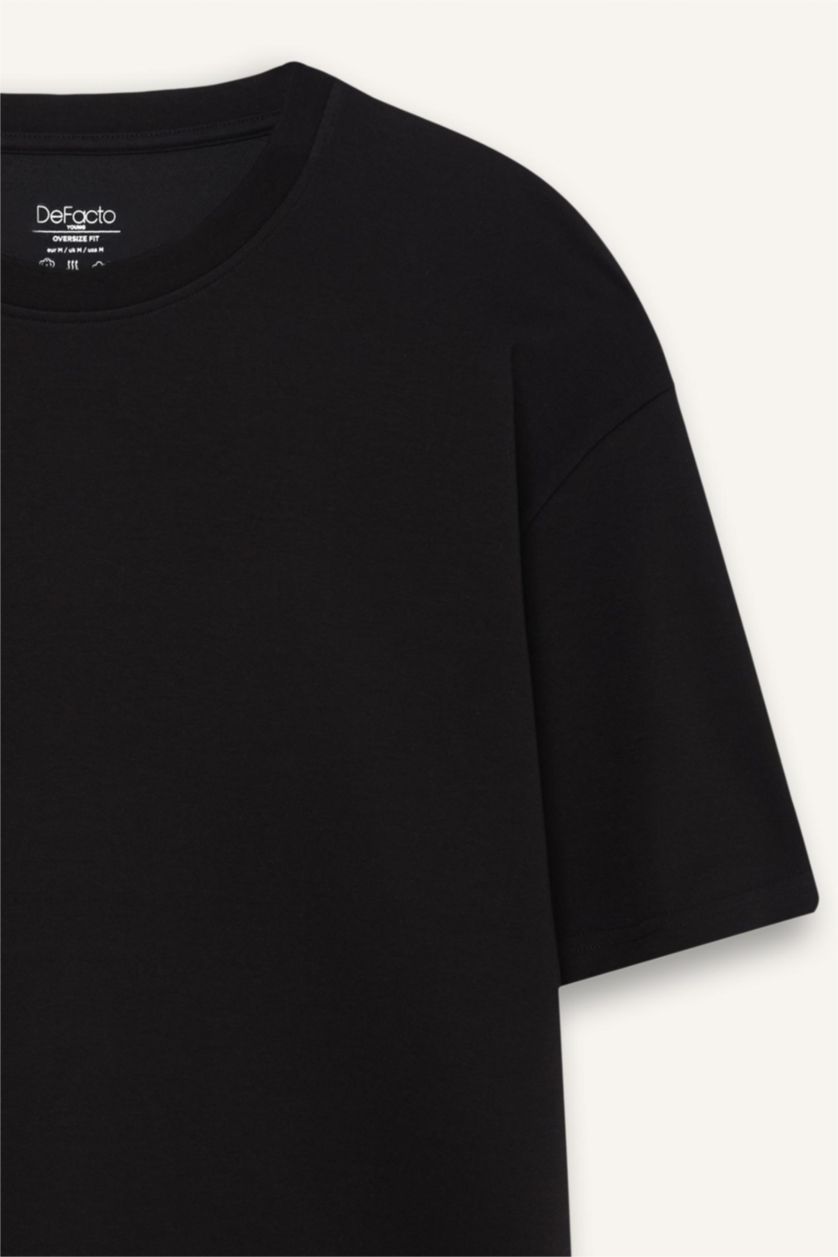 MAN Black Oversize Crew Neck Short Sleeve T-Shirt