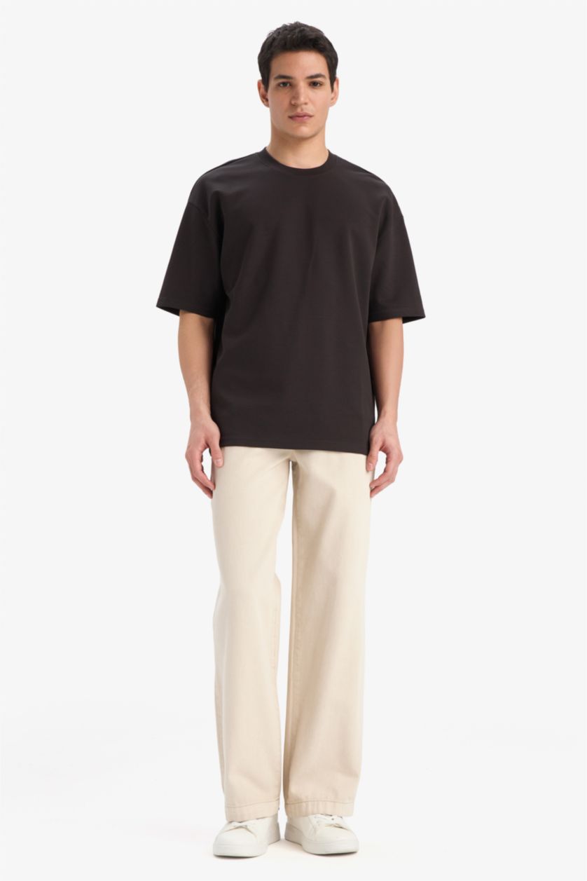 رجال بني Oversize Fit Short Sleeve T-Shirt