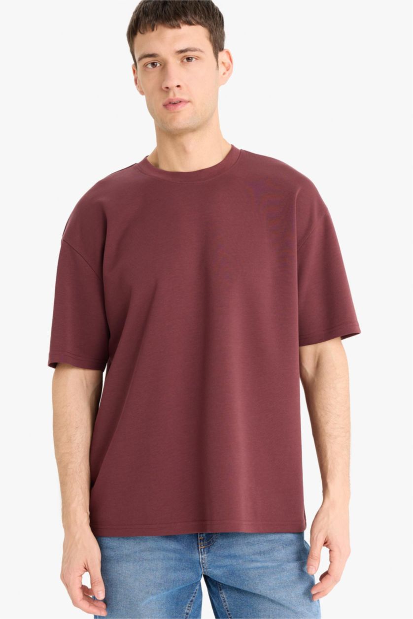 MAN Dark Bordeaux Oversize Fit Crew Neck Short Sleeve T-Shirt