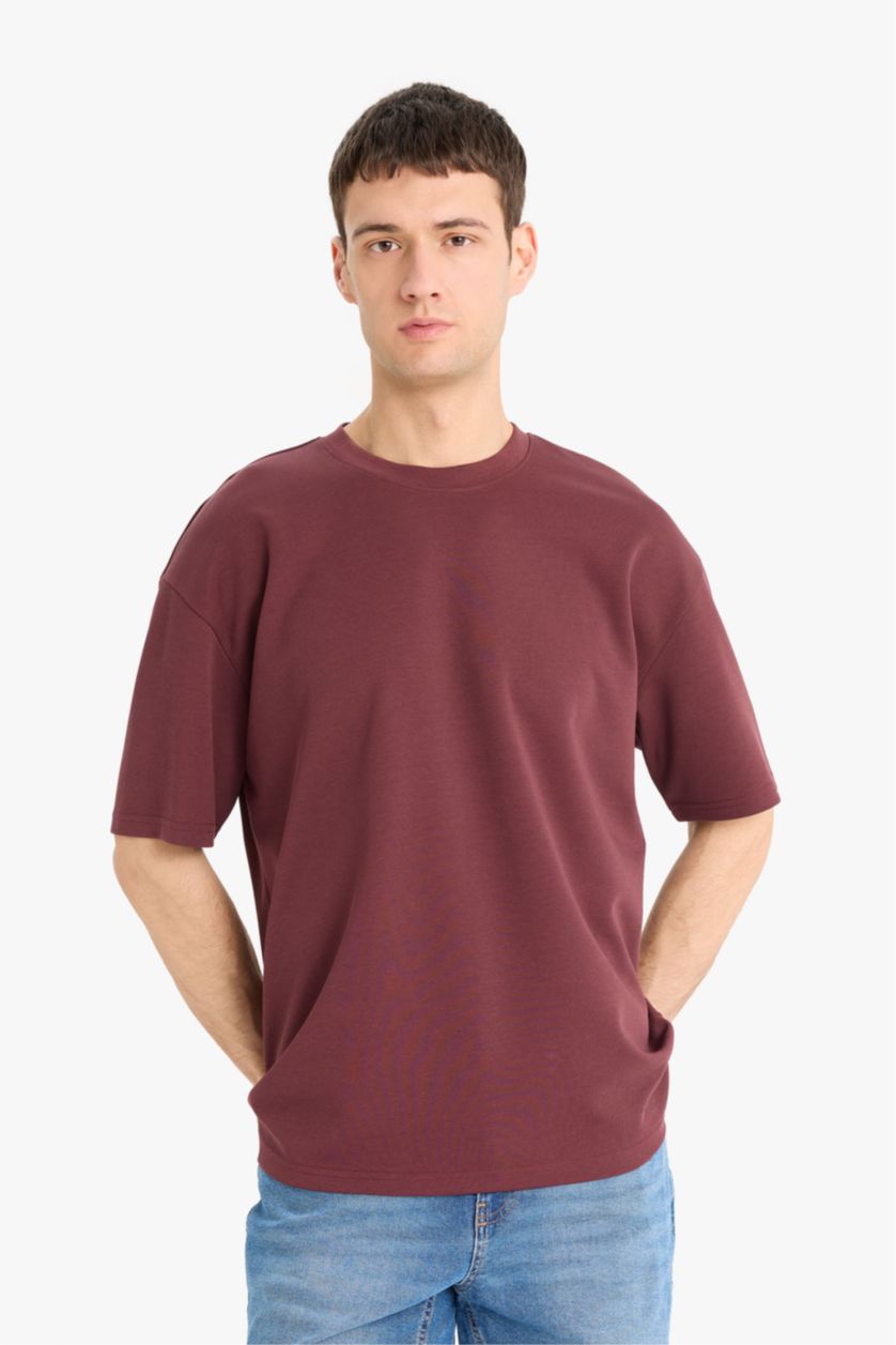 MAN Dark Bordeaux Oversize Fit Crew Neck Short Sleeve T-Shirt