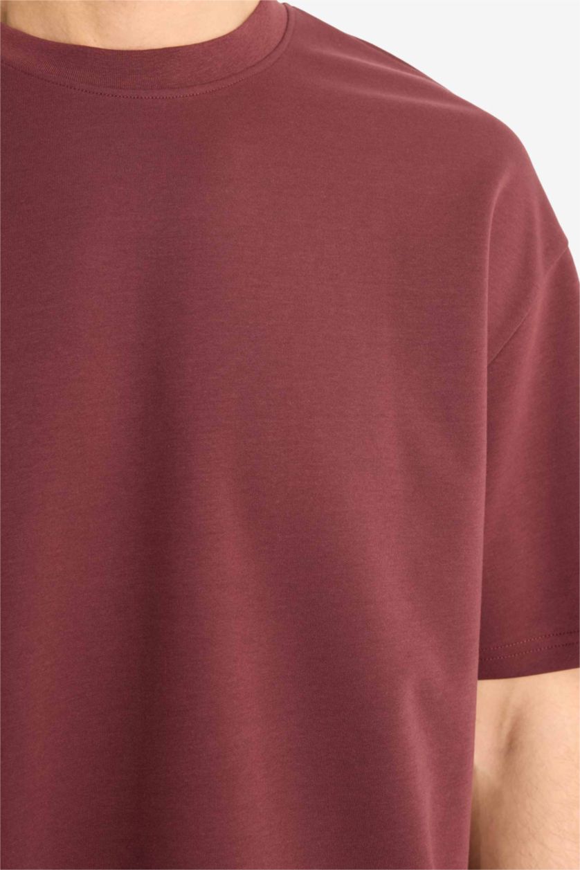 MAN Dark Bordeaux Oversize Fit Crew Neck Short Sleeve T-Shirt