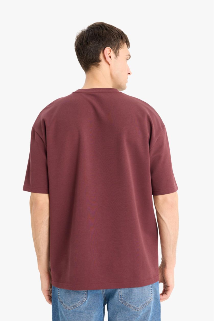 MAN Dark Bordeaux Oversize Fit Crew Neck Short Sleeve T-Shirt
