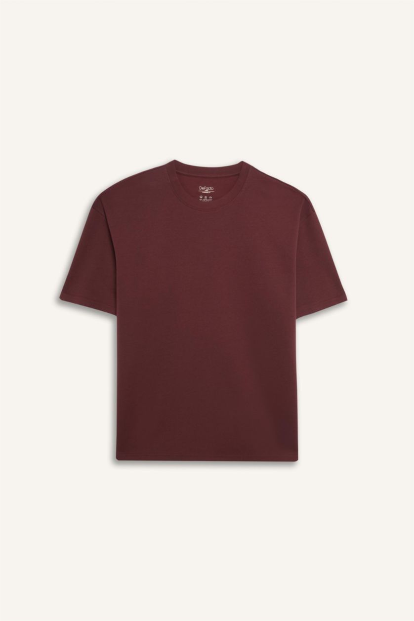 MAN Dark Bordeaux Oversize Fit Crew Neck Short Sleeve T-Shirt