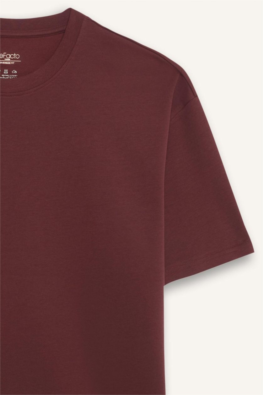 MAN Dark Bordeaux Oversize Fit Crew Neck Short Sleeve T-Shirt