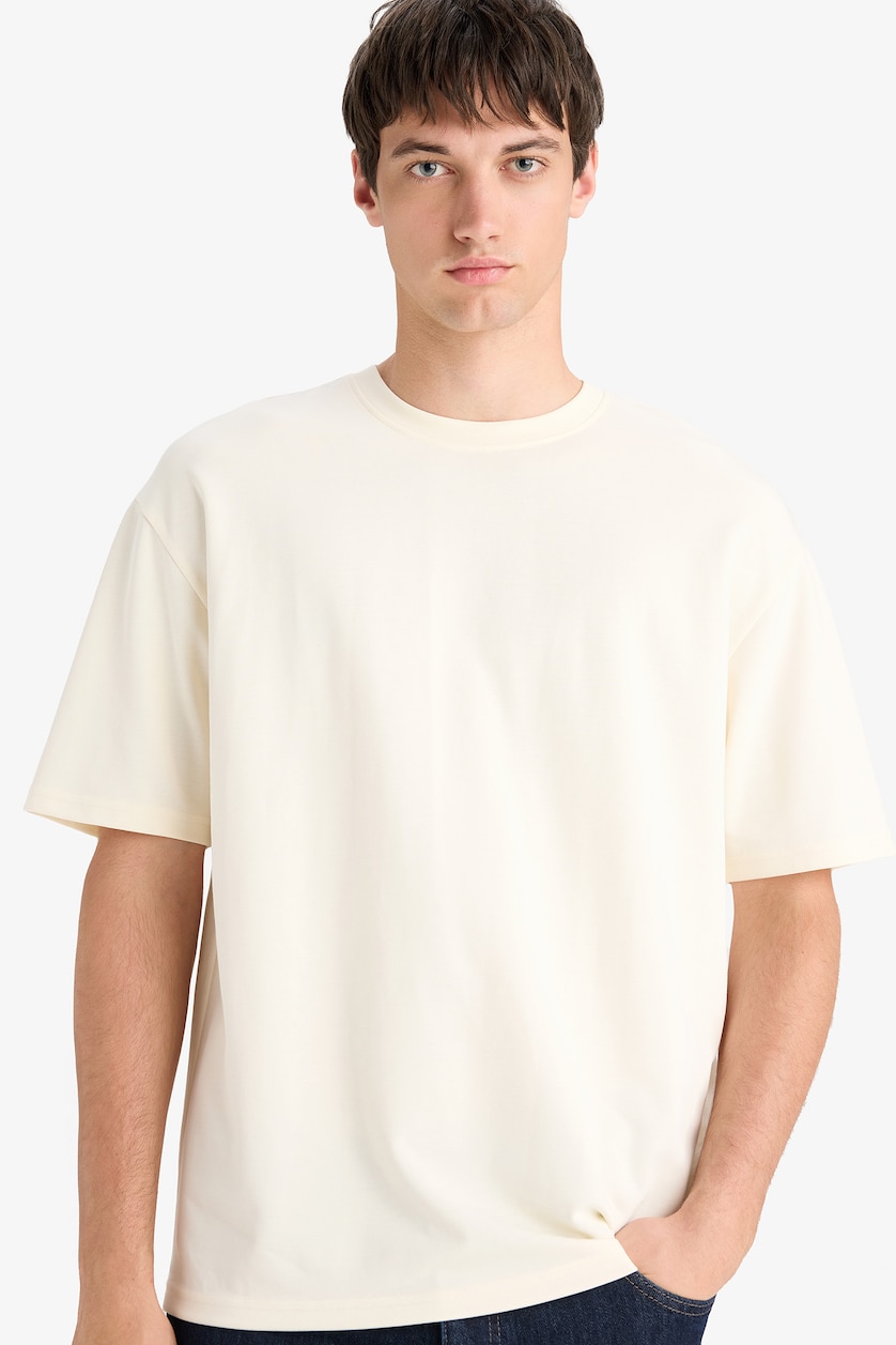 MAN Ecru Oversize Fit Short Sleeve T-Shirt