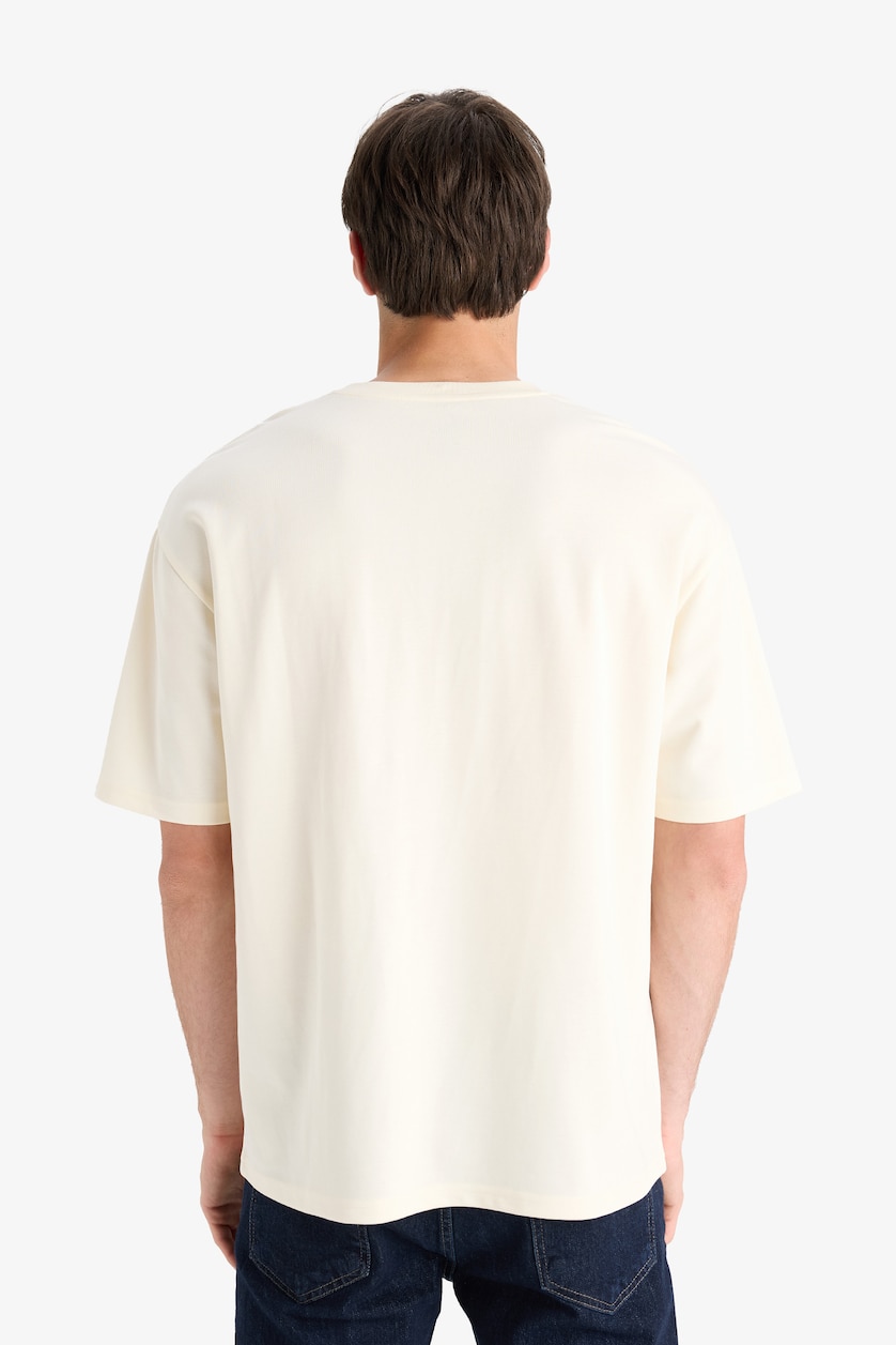 MAN Ecru Oversize Fit Short Sleeve T-Shirt