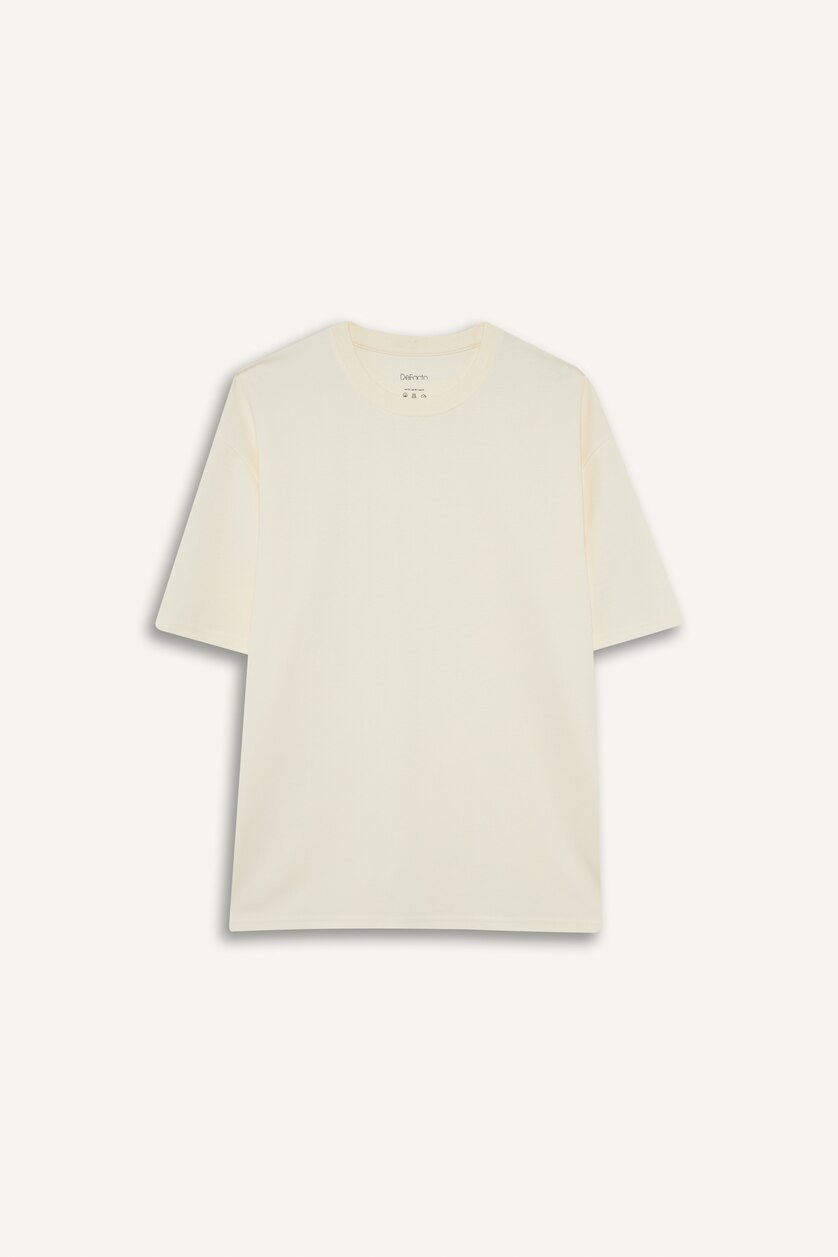 MAN Ecru Oversize Fit Short Sleeve T-Shirt