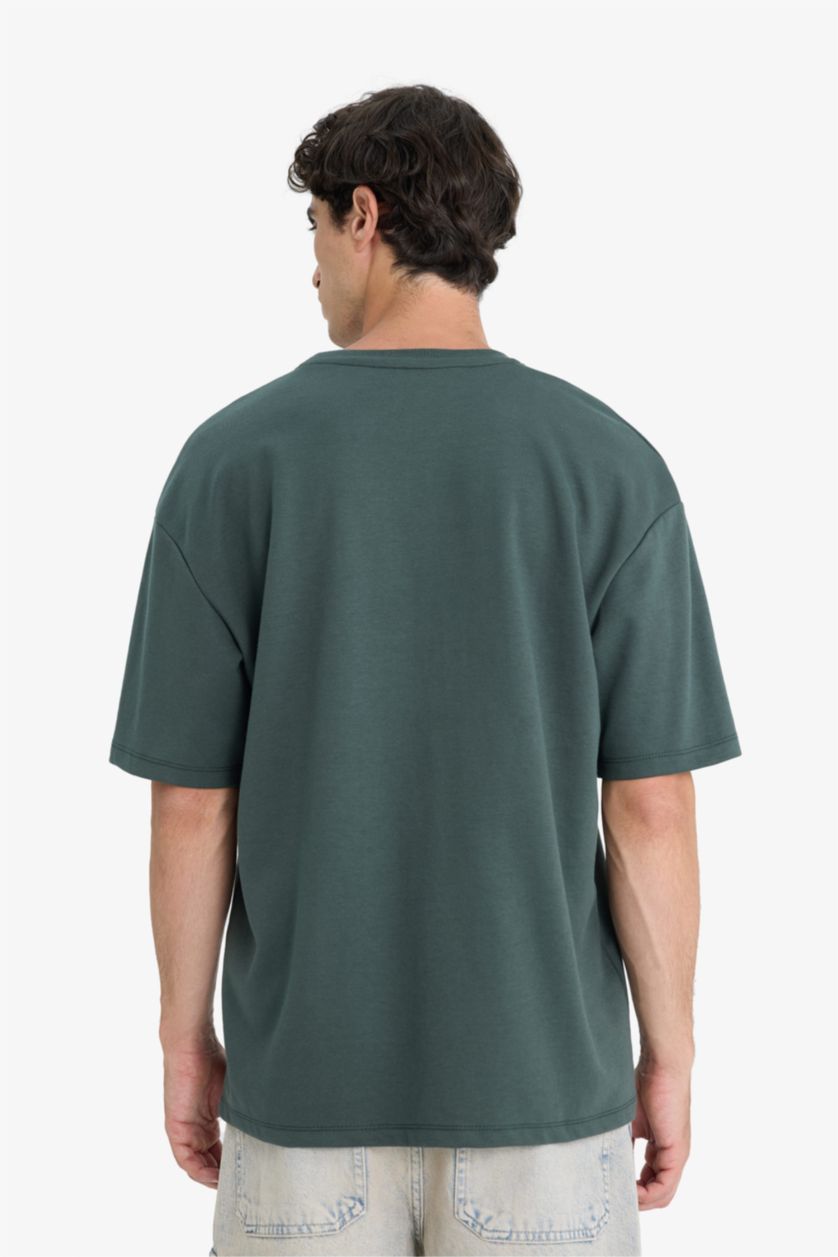 Erkek Koyu Petrol Nefes Alabilen Oversize Tişört