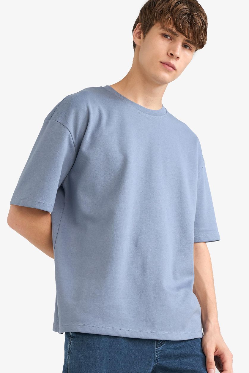 Erkek Gri Nefes Alabilen Oversize Tişört