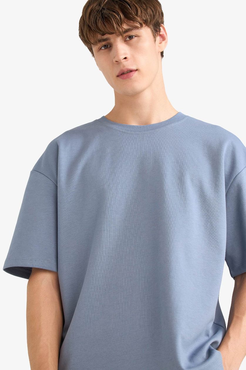 Erkek Gri Nefes Alabilen Oversize Tişört