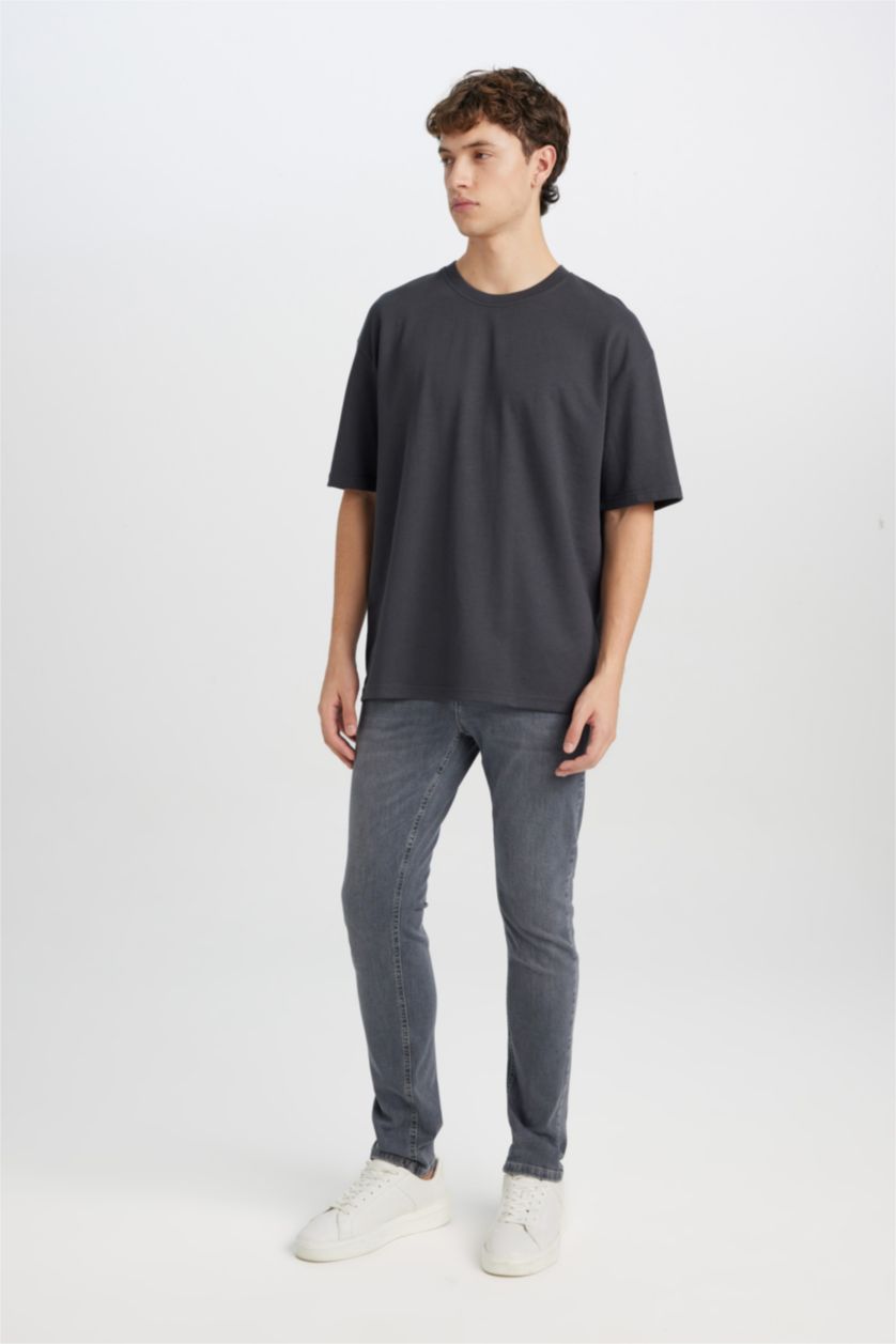 MAN Anthracite Oversize Crew Neck Basic T-Shirt