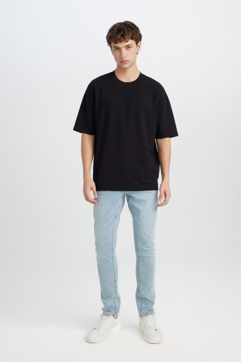 رجال أسود Oversize Crew Neck Short Sleeve T-Shirt