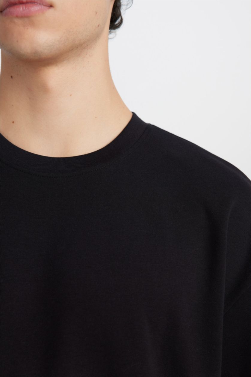 رجال أسود Oversize Crew Neck Short Sleeve T-Shirt