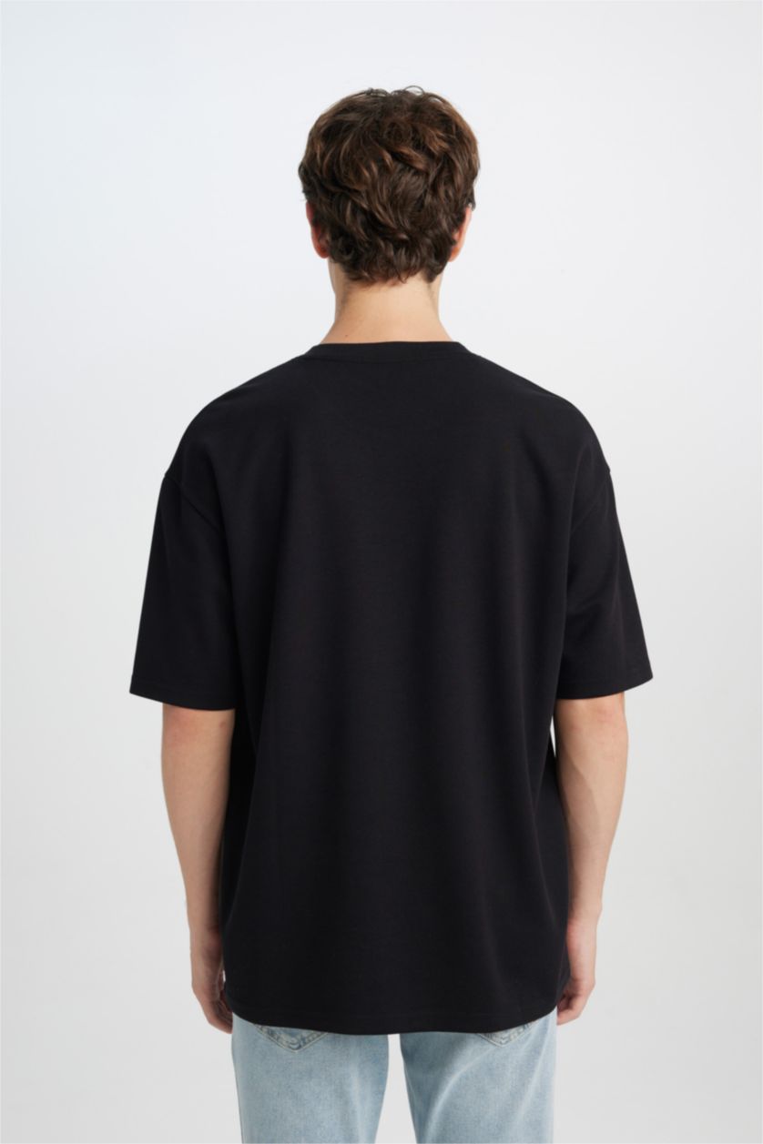 رجال أسود Oversize Crew Neck Short Sleeve T-Shirt