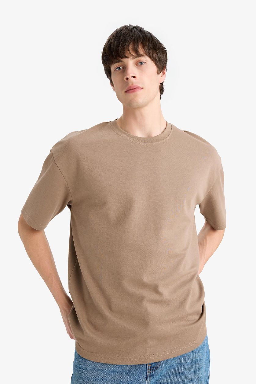 MAN Light Brown Oversize Crew Neck Short Sleeve T-Shirt