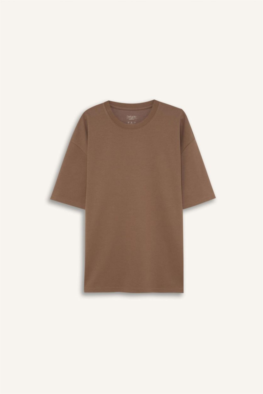 MAN Light Brown Oversize Crew Neck Short Sleeve T-Shirt