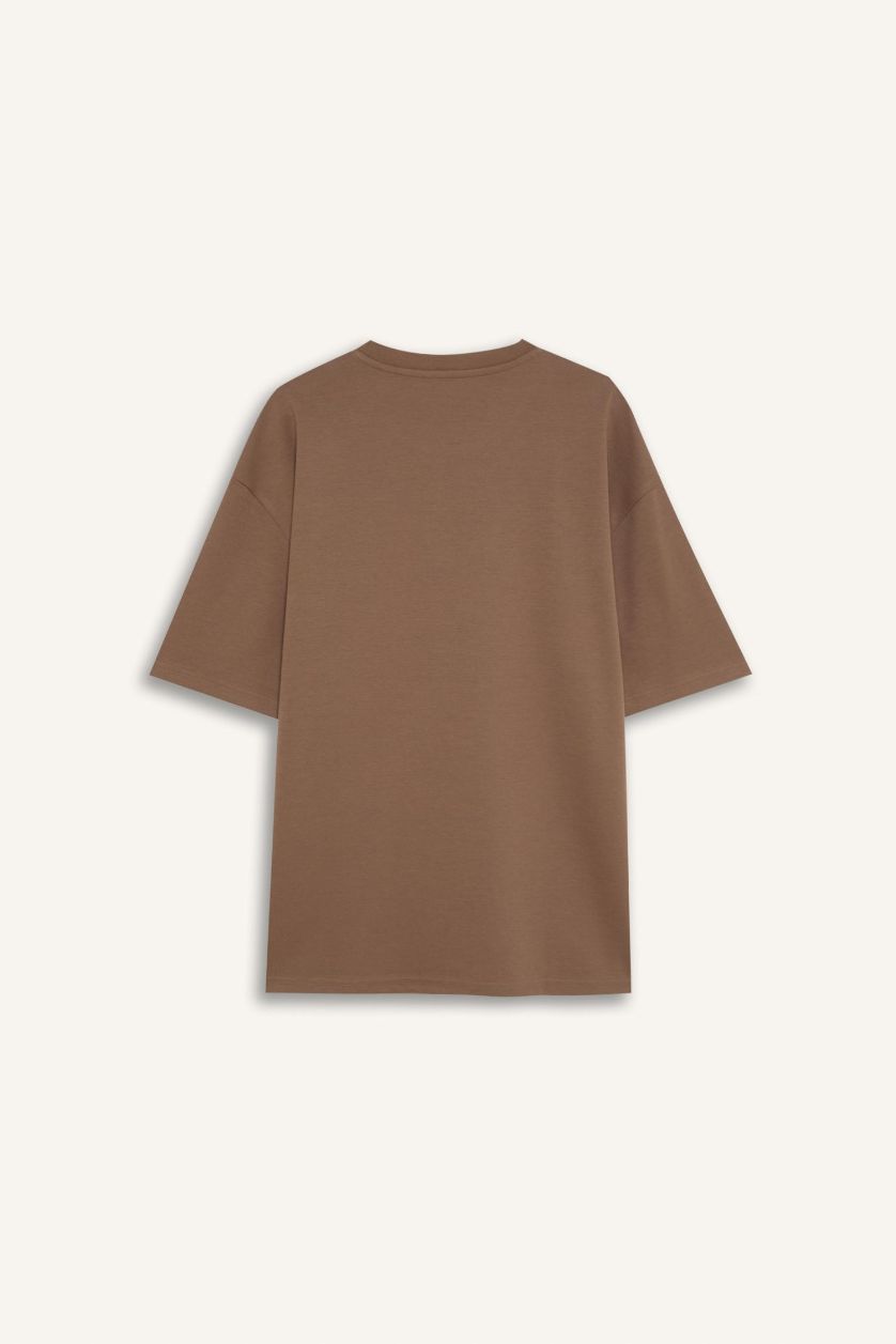 MAN Light Brown Oversize Crew Neck Short Sleeve T-Shirt