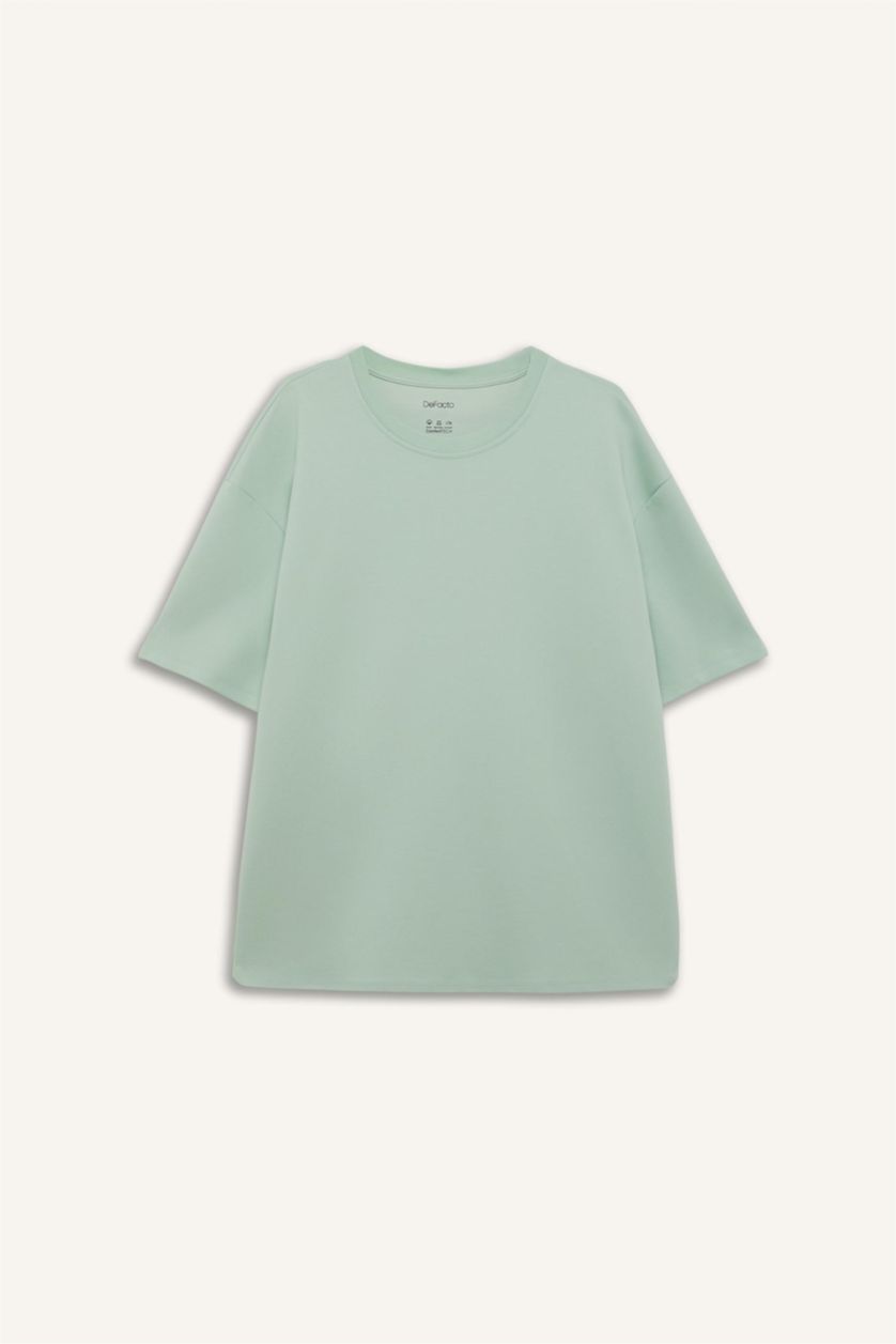 رجال نعناع تيشيرت نص ردن اوفر سايز بياخة مستديرة