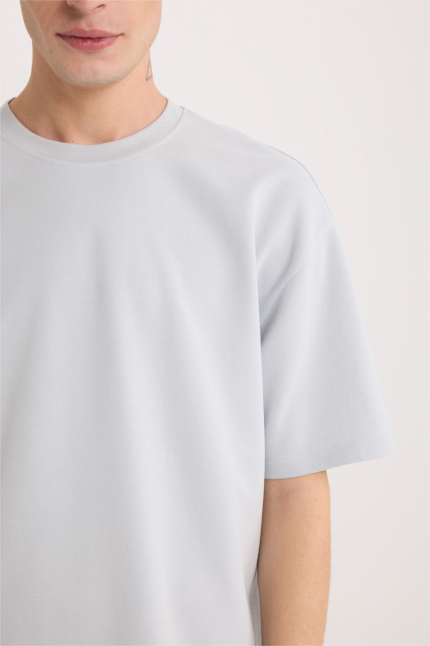 MAN Light Grey Oversize Crew Neck Short Sleeve Heavy Fabric T-Shirt