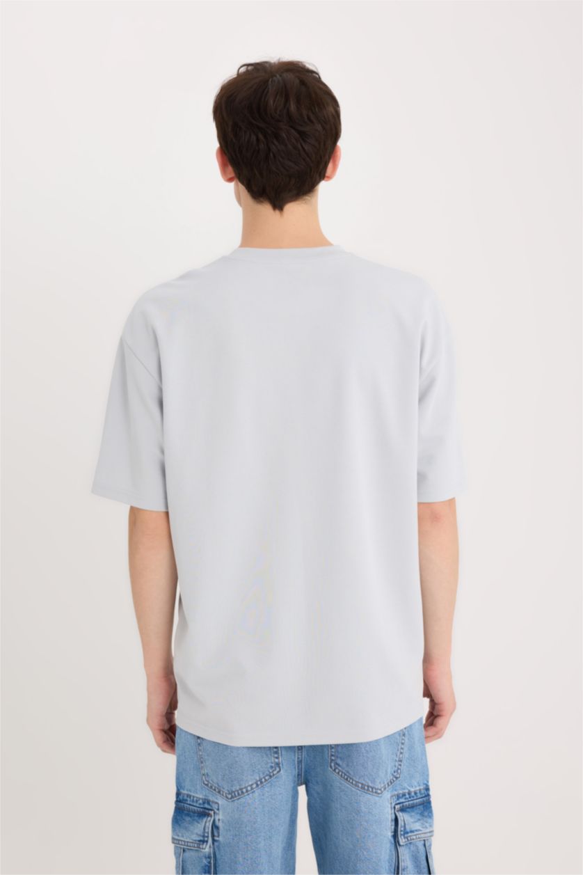 MAN Light Grey Oversize Crew Neck Short Sleeve Heavy Fabric T-Shirt