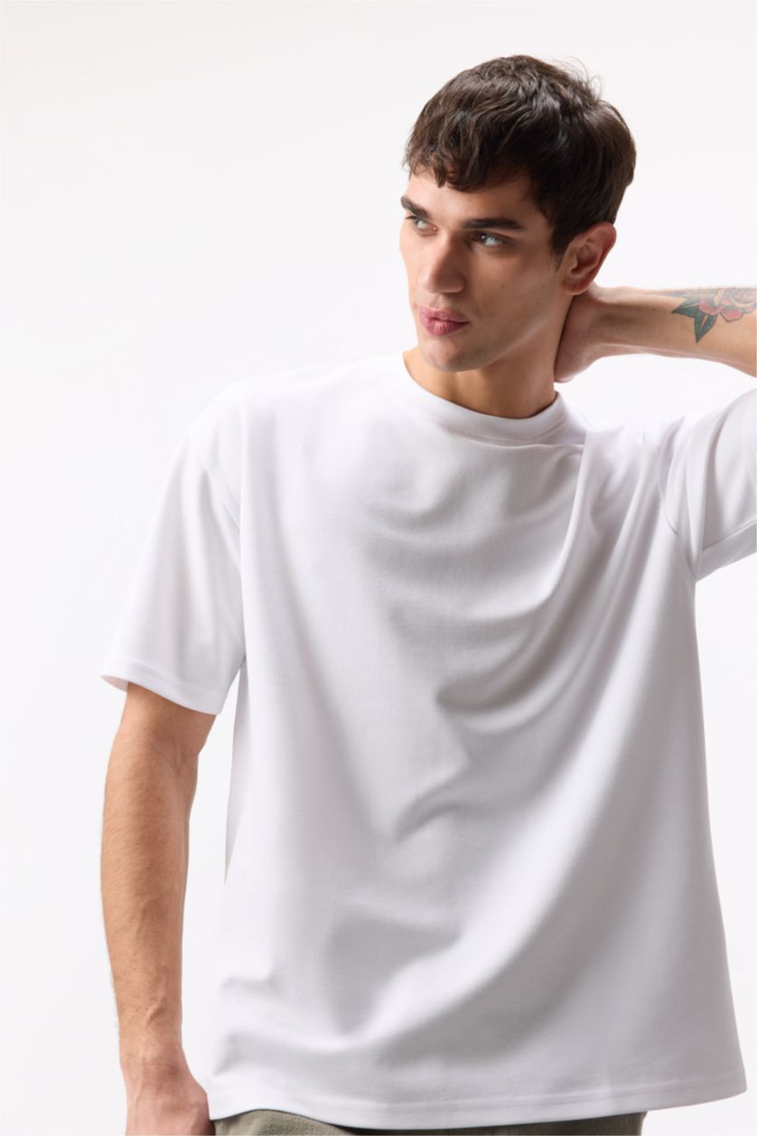 رجال أبيض Oversize Fit Short Sleeve T-Shirt