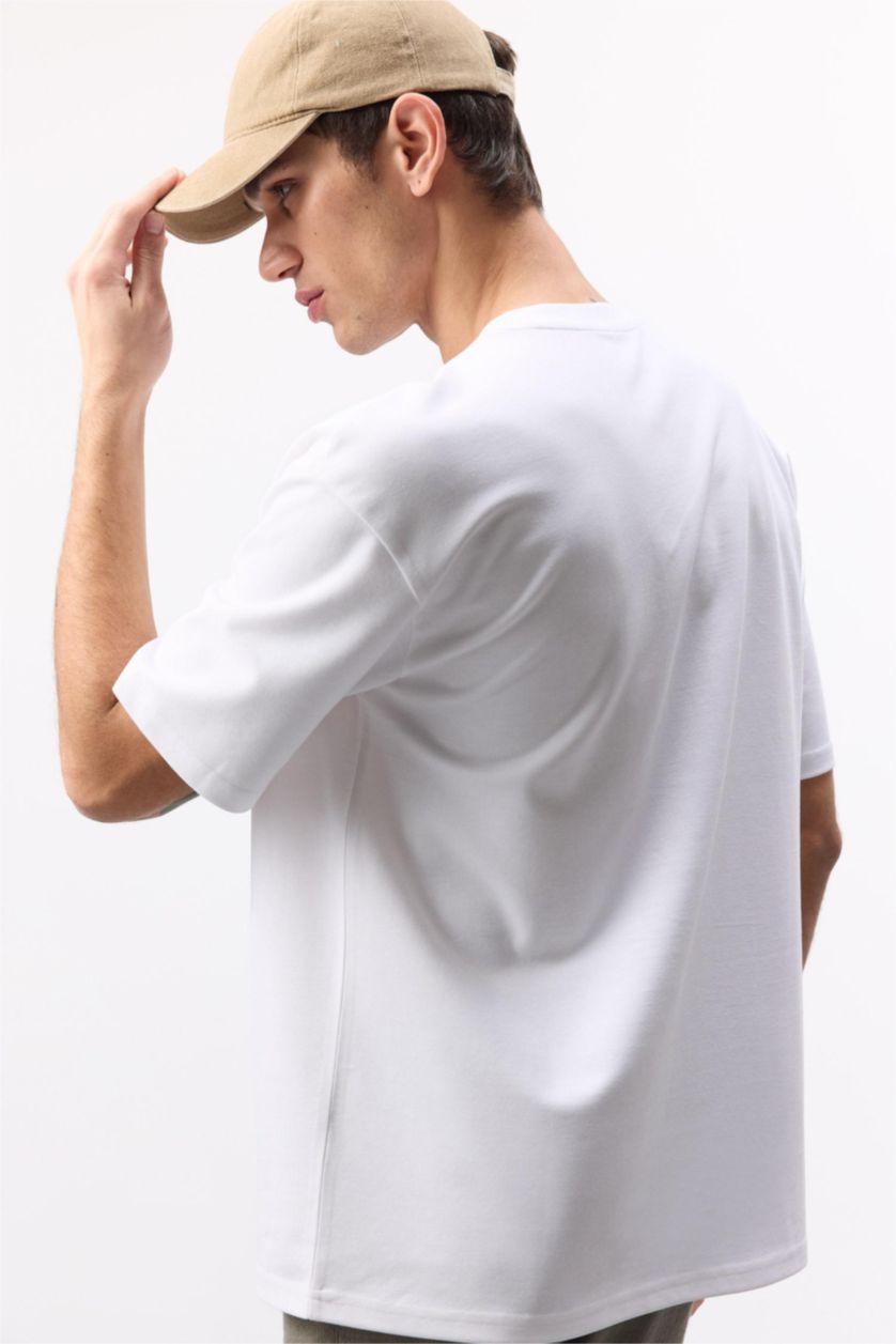رجال أبيض Oversize Fit Short Sleeve T-Shirt