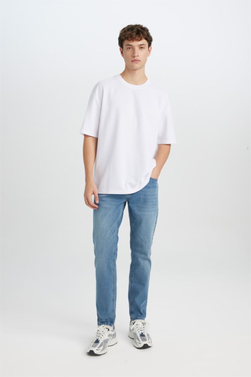 رجال أبيض Oversize Fit Short Sleeve T-Shirt