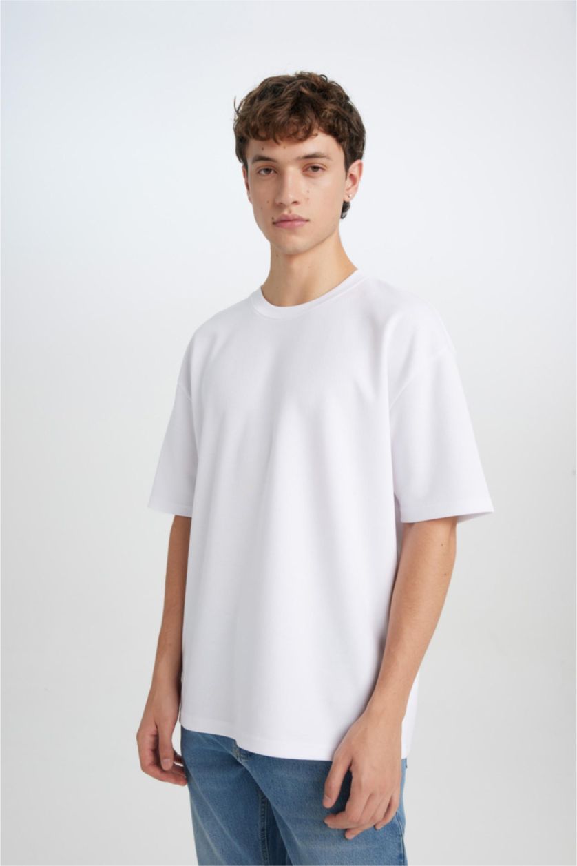 رجال أبيض Oversize Fit Short Sleeve T-Shirt