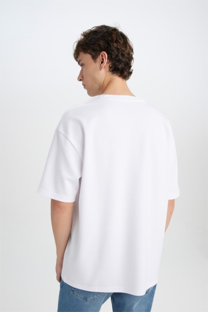 رجال أبيض Oversize Fit Short Sleeve T-Shirt