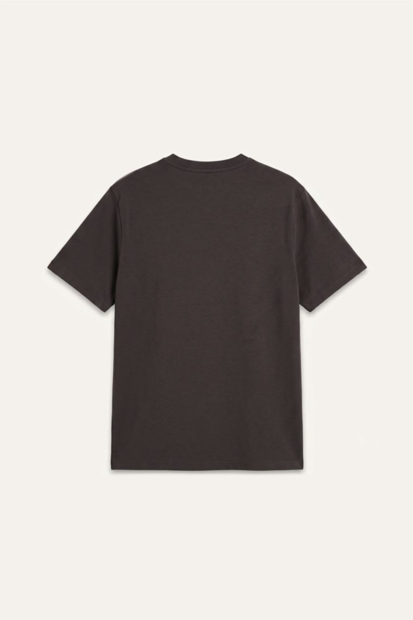 Erkek Kahve Pamuklu Oversize Basic Tişört
