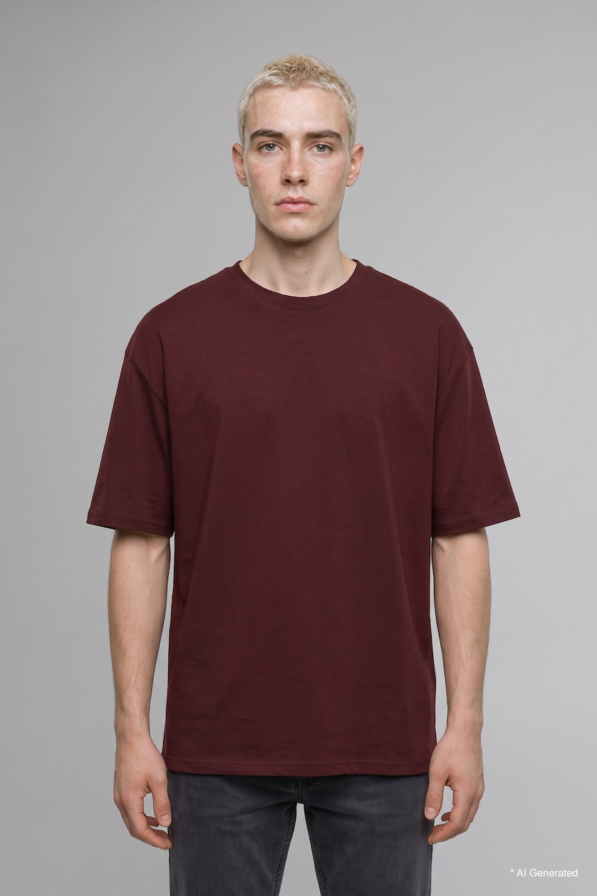 Men Dark Bordeaux Short Sleeve T-Shirt
