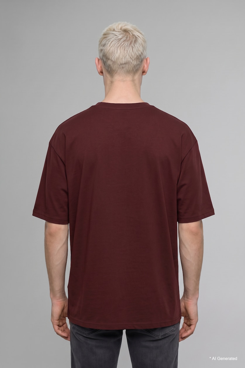 Men Dark Bordeaux Short Sleeve T-Shirt
