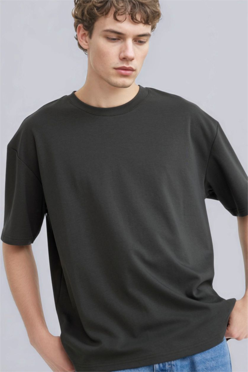 Erkek Antrasit Nefes Alabilen Oversize Tişört