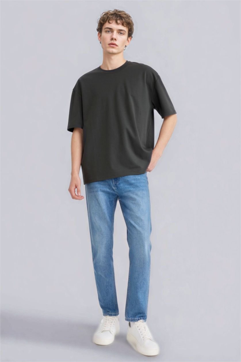 Erkek Antrasit Nefes Alabilen Oversize Tişört