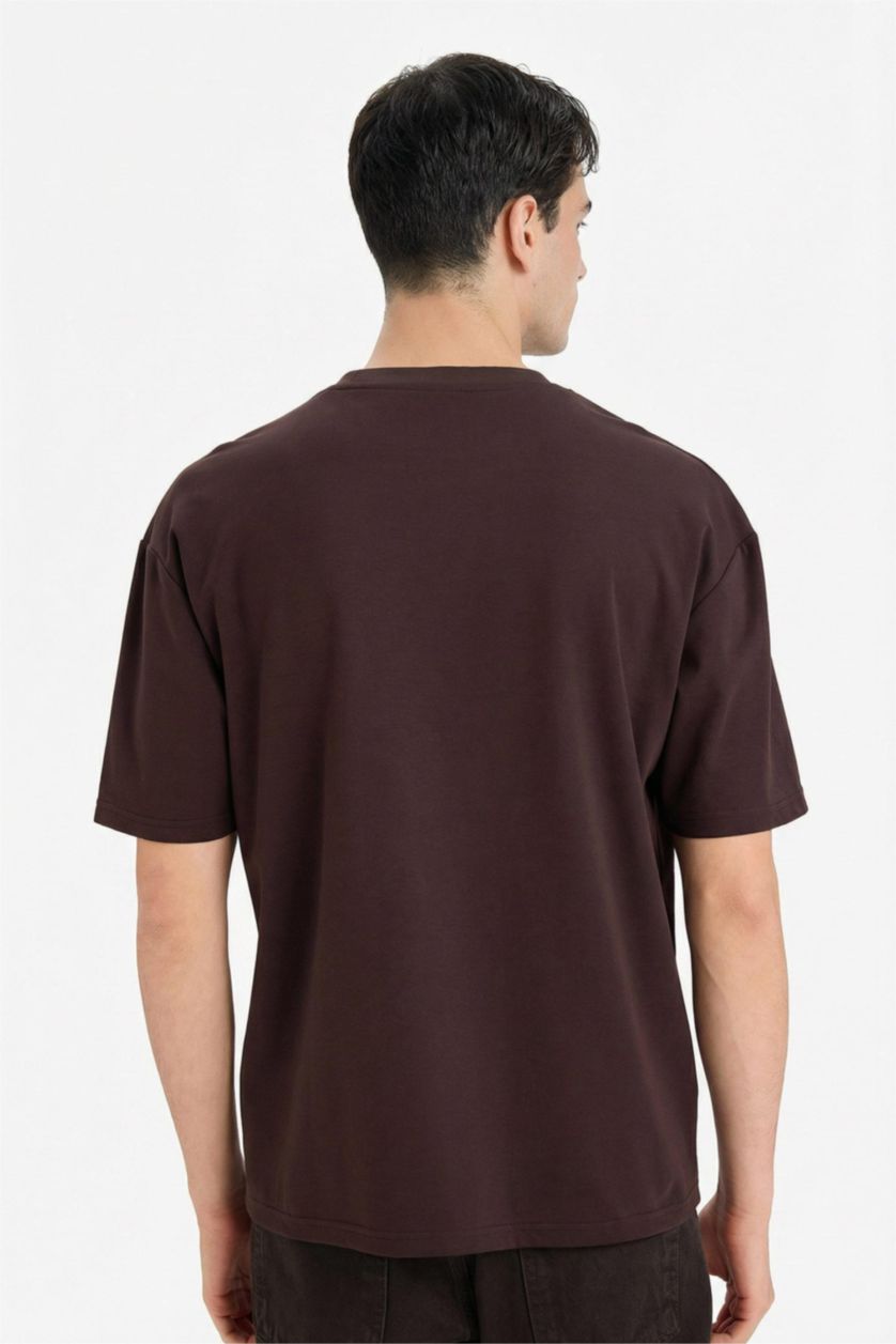 Men Brown Short Sleeve T-Shirt