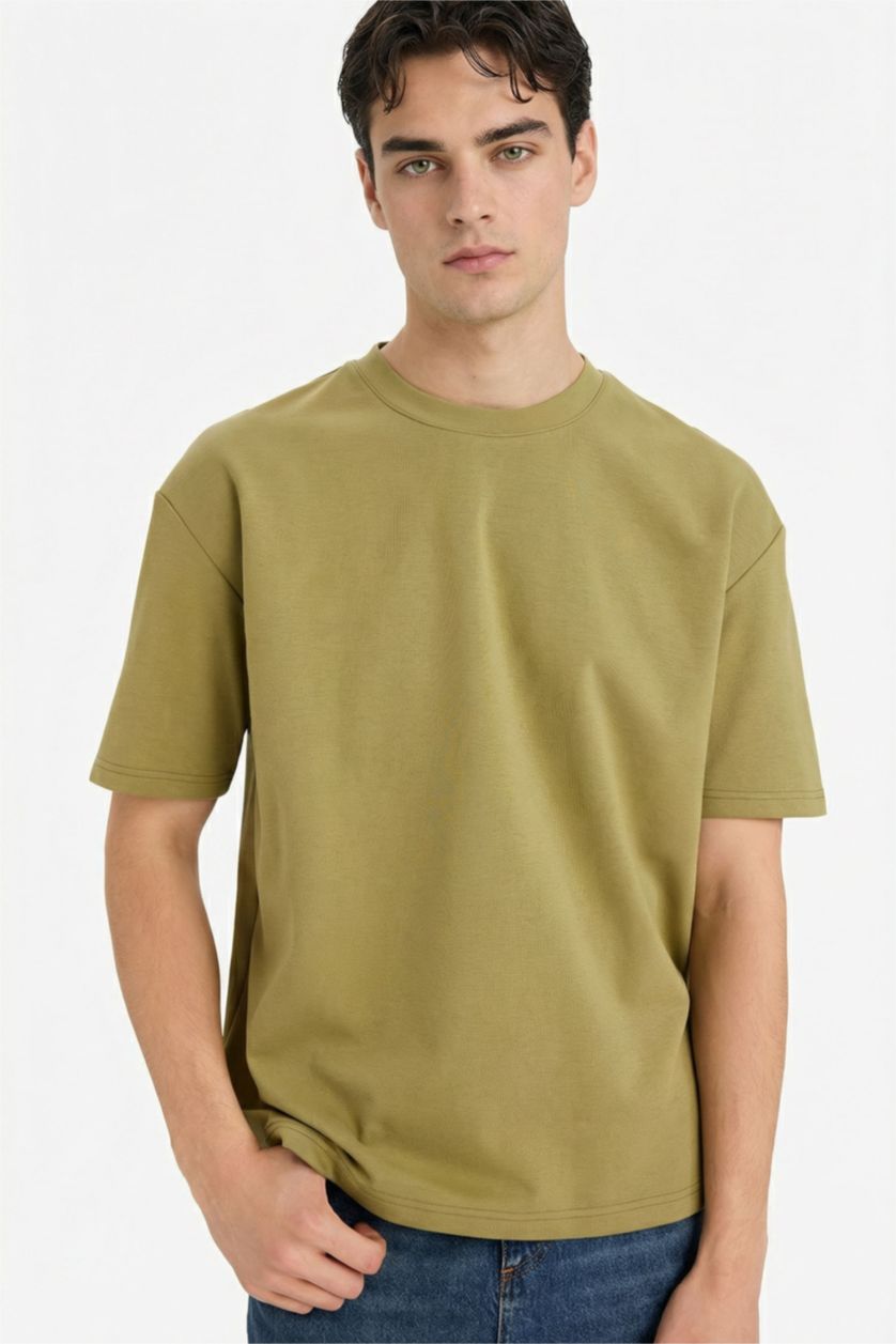 Мужчины Хаки Дышащая футболка оверсайз