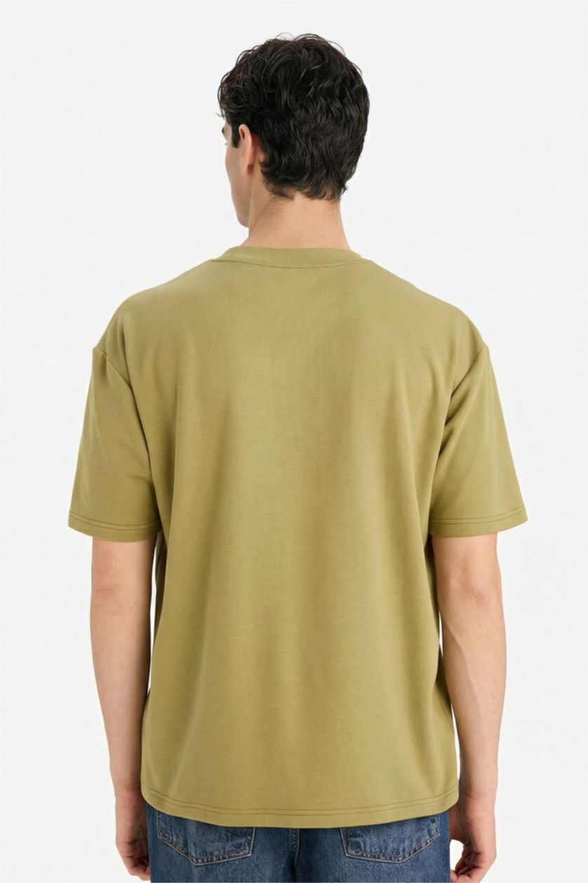 Мужчины Хаки Дышащая футболка оверсайз