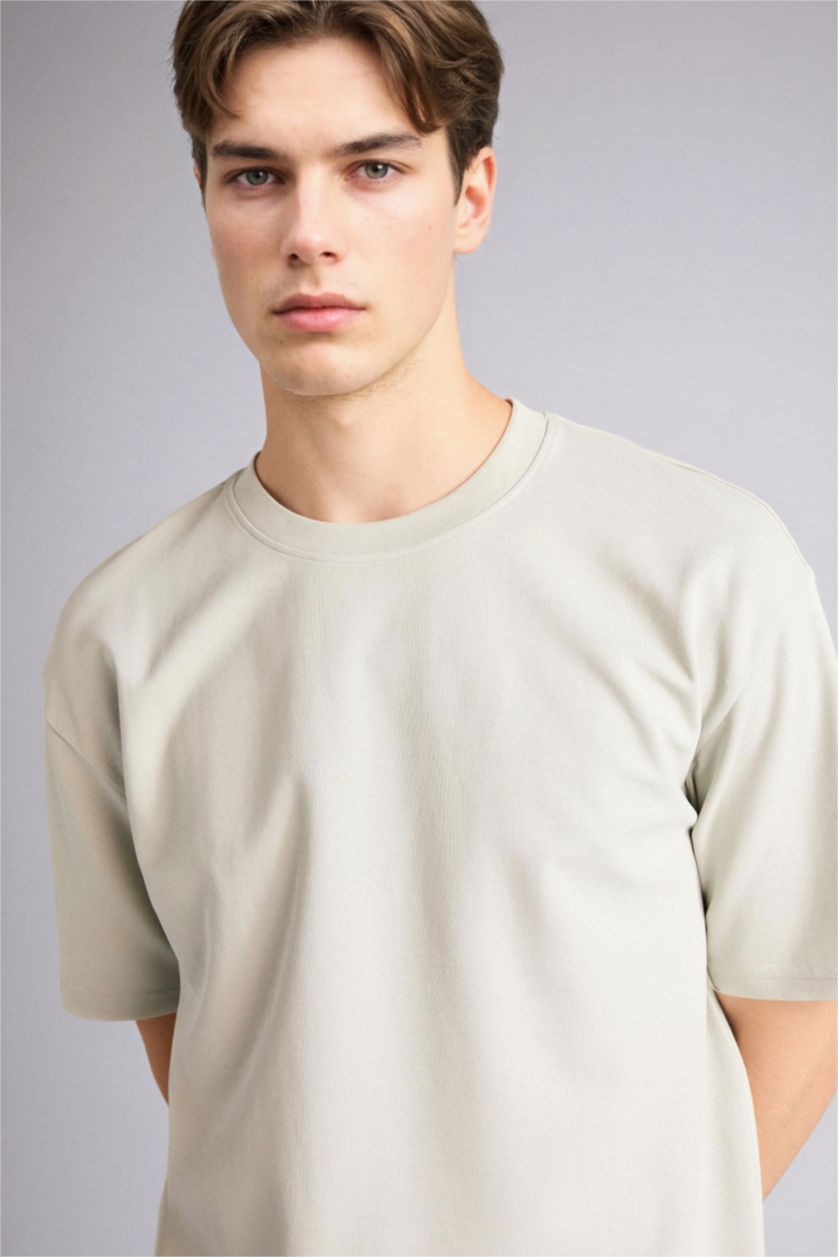 Мужчины Светлый хаки Тыныс алатын Oversize футболка