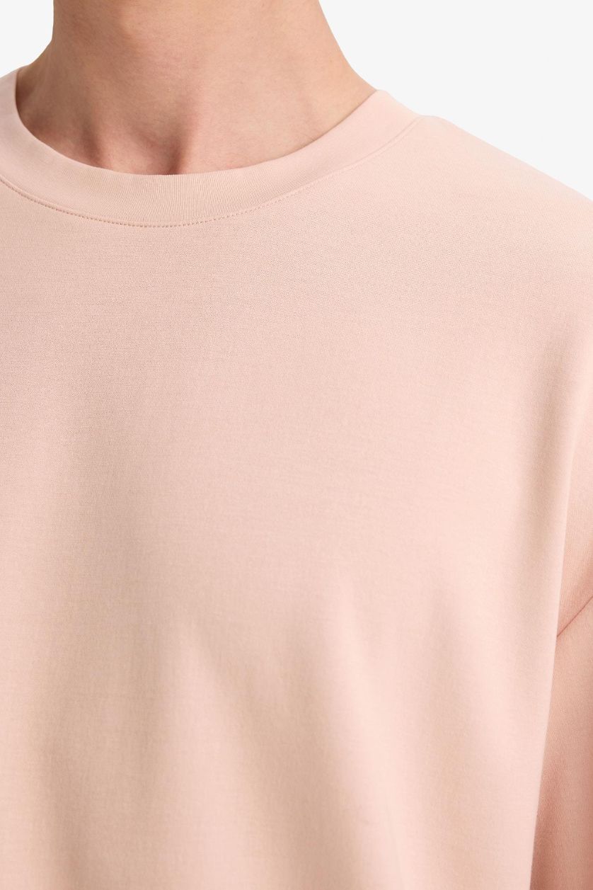 رجال زهري تيشيرت نص ردن اوفر سايز قماش يسمح بمرور الهواء