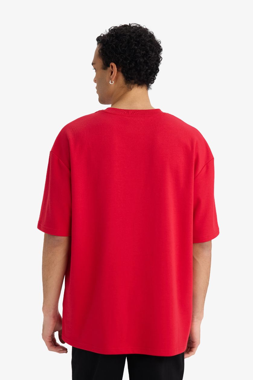 Erkek Kırmızı Nefes Alabilen Oversize Tişört